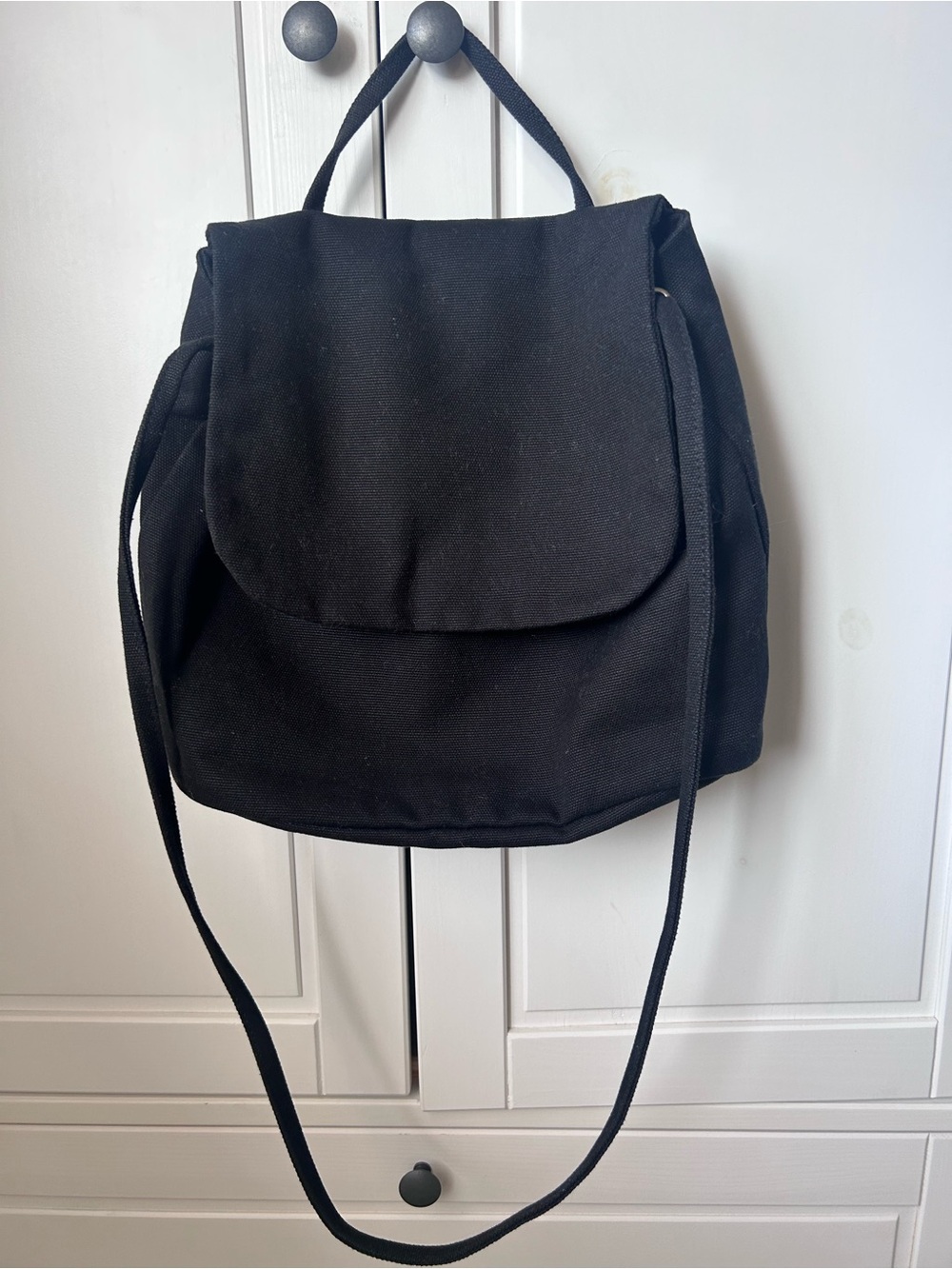 Classic Black Canvas Shoulder Strap Bag - Minimal Everyday Bag